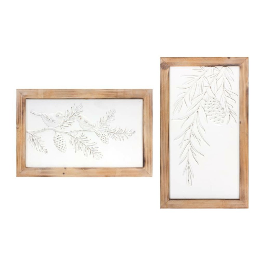 Holidays & Occasions * | Top 10 Pine Branch & Bird Frame Set By Melrose