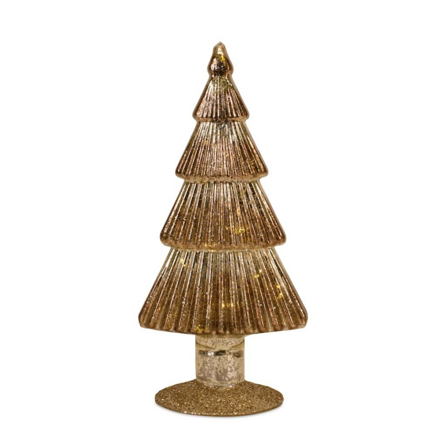 Holidays & Occasions * | Best Sale Gold Led Glass Christmas Tree Set, 10 & 12 By Melrose