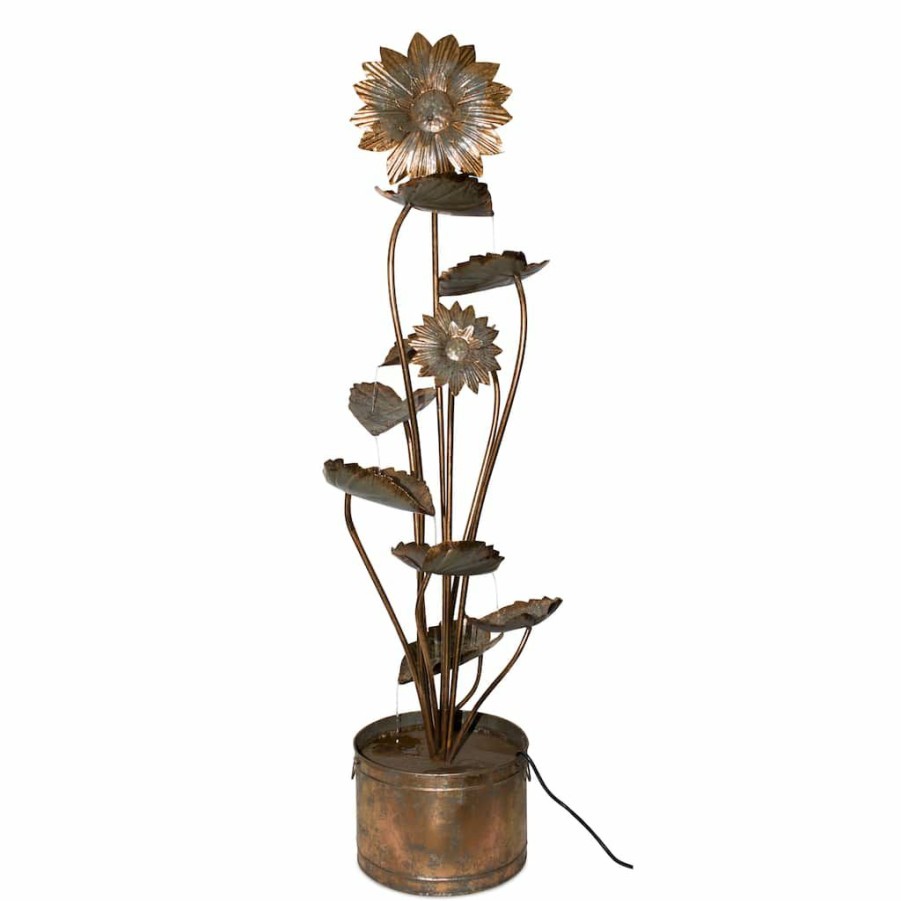 Home & Decor * | Best Reviews Of 61.5 Rustic Iron Sunflower Fountain By Melrose