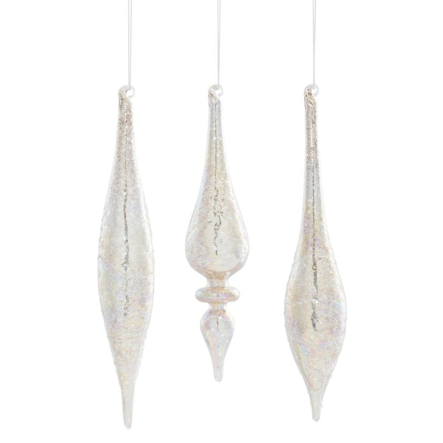 Holidays & Occasions * | Top 10 Rose Gold Frosted Glass Drop Ornament Set, 9 , 10 & 10.25 By Melrose