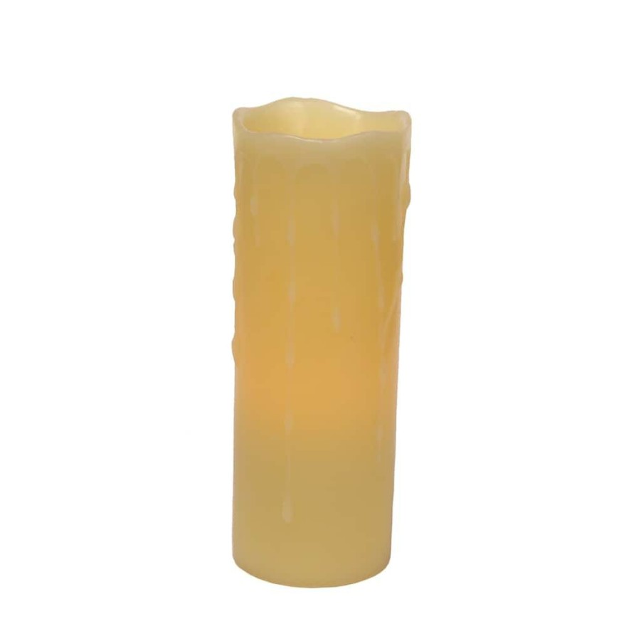 Home & Decor * | New 3 X 8 Led Wax Dripping Pillar Candle Set By Melrose