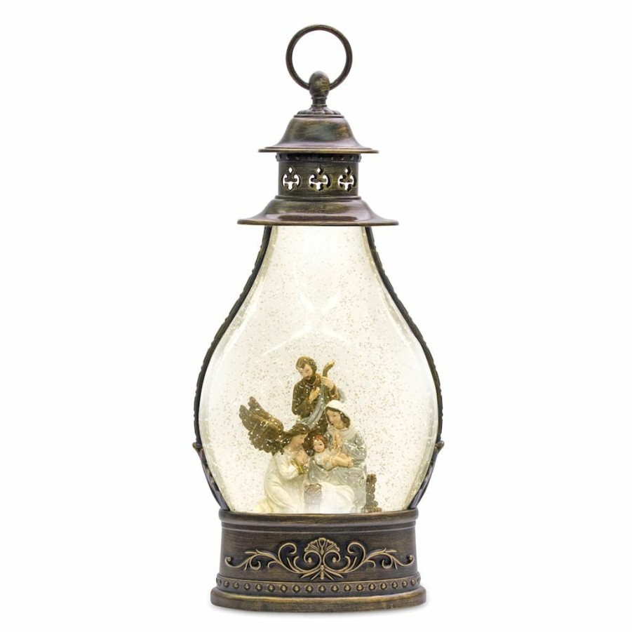 Holidays & Occasions * | Buy 15.5 Led Holy Family Snow Globe Lantern By Melrose