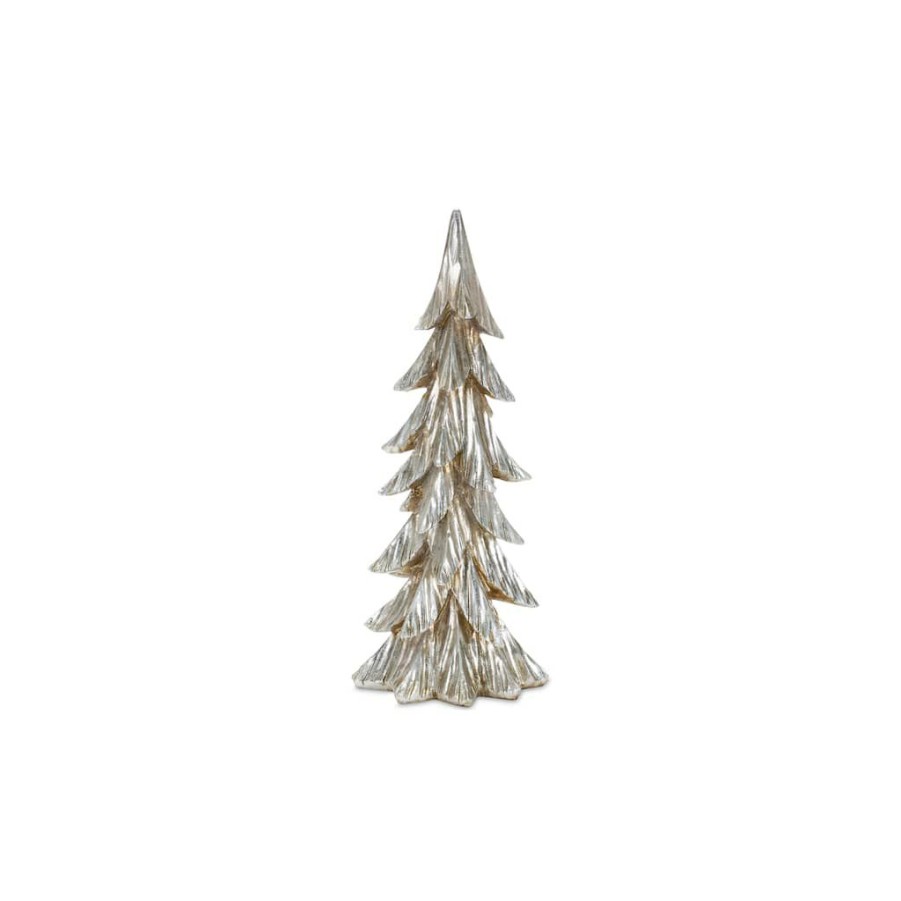 Holidays & Occasions * | Coupon Silver & Gold Sculpted Holiday Tree Decor Set, 14.75 , 18.75 & 26.75 By Melrose