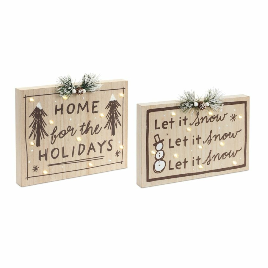 Holidays & Occasions * | Best Pirce Holiday & Snow Led Sign Set, 8 & 9.25 By Melrose