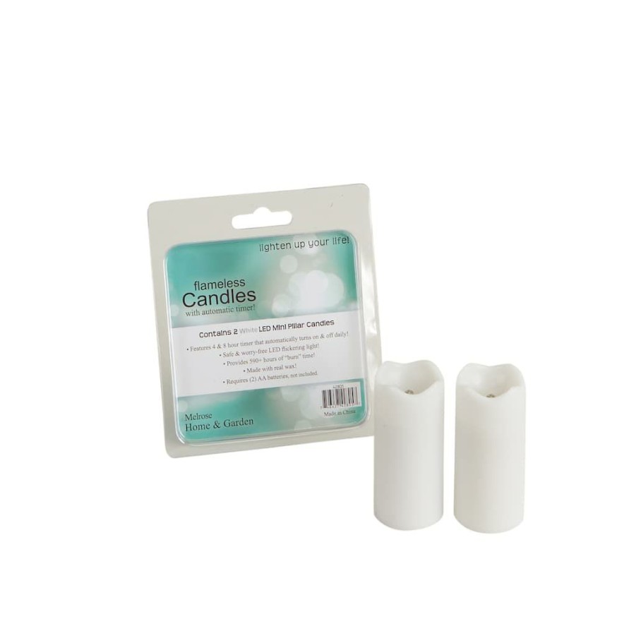 Home & Decor * | Best Deal 1.5 X 3 White Led Mini Pillar Candles Set By Melrose