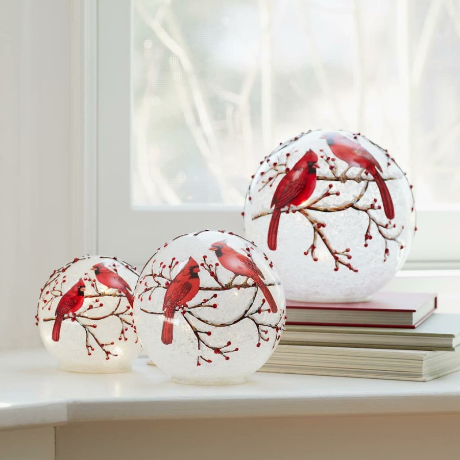 Holidays & Occasions * | Hot Sale Cardinal Led Glass Globe Set, 4.5 , 6 & 7 By Melrose