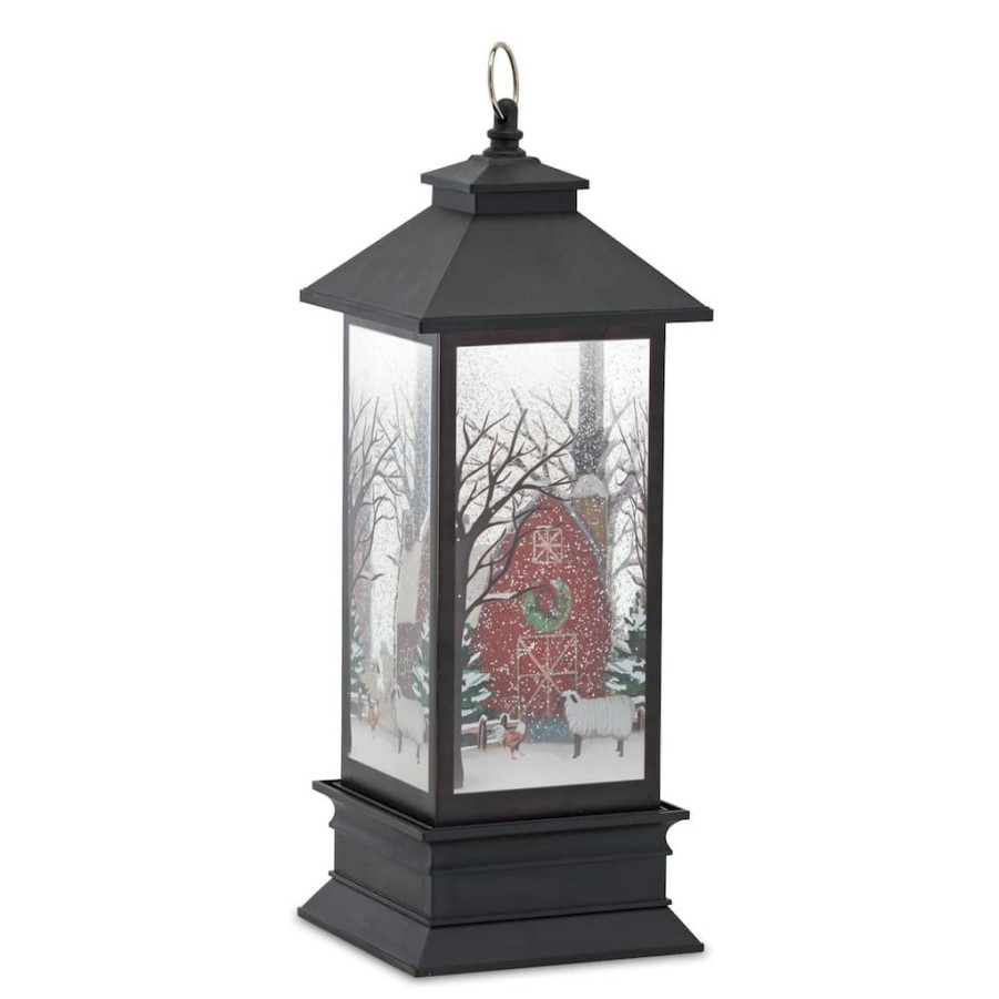 Holidays & Occasions * | Outlet 11.5 Barn Scene Snow Globe Lantern By Melrose