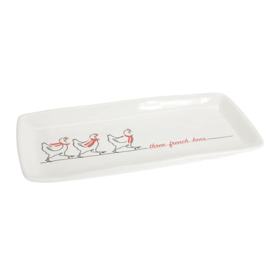 Holidays & Occasions * | Coupon Three French Hens Platter Stoneware Set By Melrose