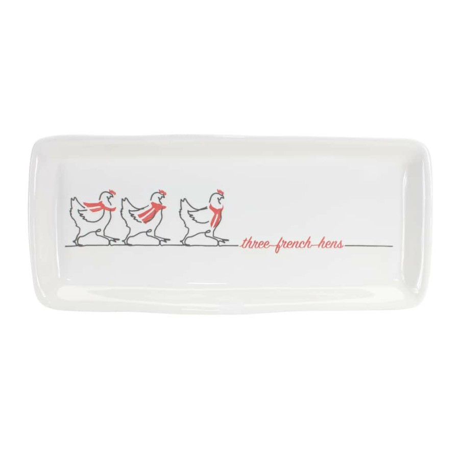 Holidays & Occasions * | Coupon Three French Hens Platter Stoneware Set By Melrose