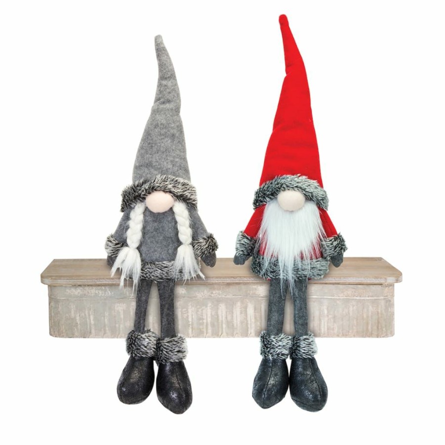 Holidays & Occasions * | Discount 26 Gray & Red Gnome Set By Melrose