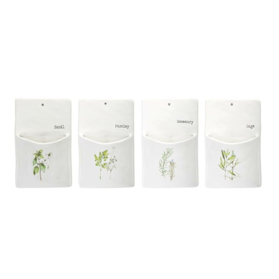 Holidays & Occasions * | Outlet 8.5 Ceramic Herb Wall Pocket Set By Melrose