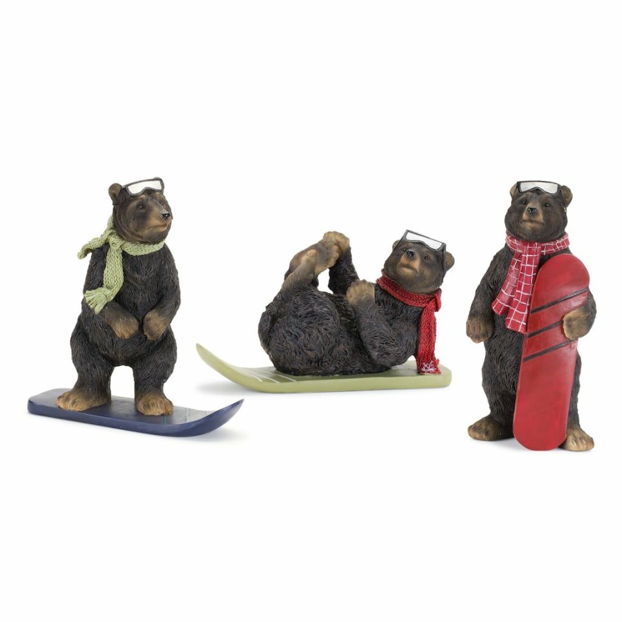 Holidays & Occasions * | Buy Bear Snowboard Figurine Set By Melrose