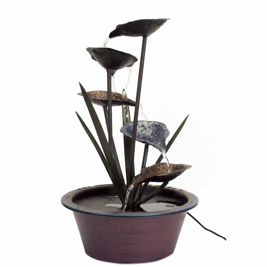 Home & Decor * | New 22 Metal Lotus Leaf Fountain By Melrose