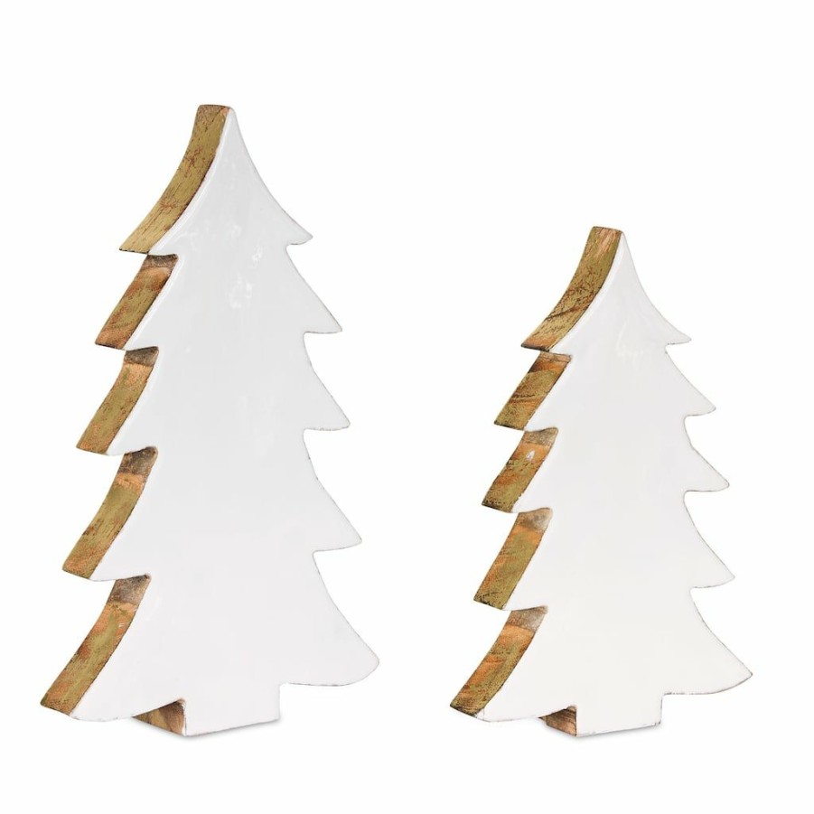 Holidays & Occasions * | Wholesale White Wooden Tree Set, 11 & 14.5 By Melrose