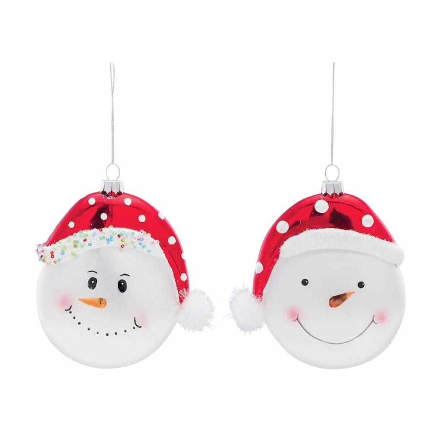 Holidays & Occasions * | Brand New 5 Glass Snowman In Santa Hat Ornament Set By Melrose