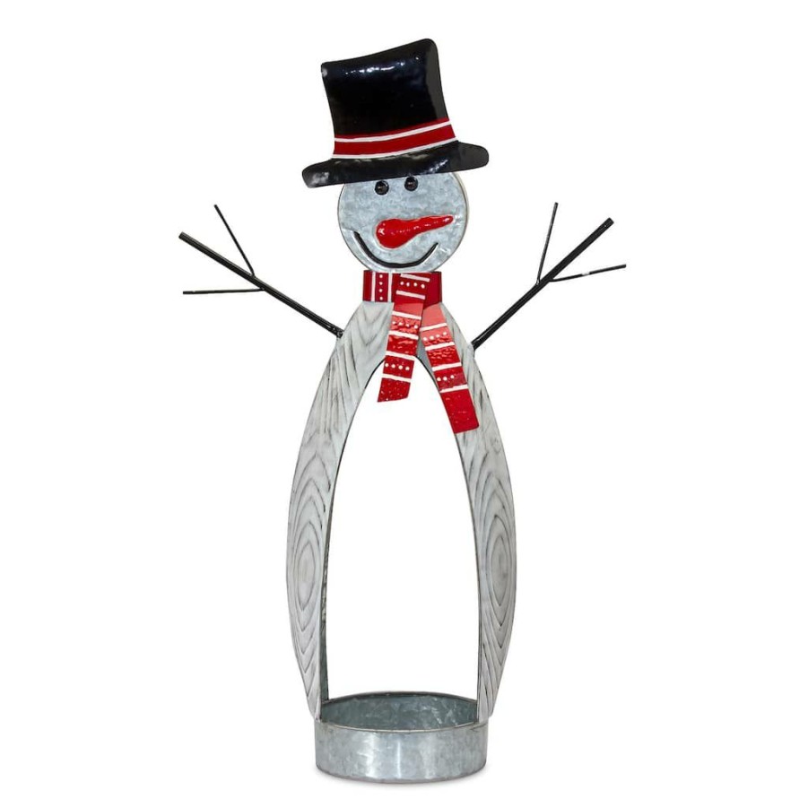 Holidays & Occasions * | Best Pirce 29 Iron Snowman Candle Holder By Melrose