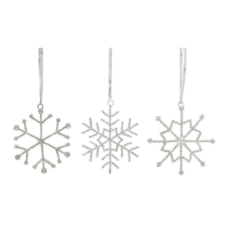 Holidays & Occasions * | Top 10 3.5 Iron & Glass Jewel Snowflake Ornament Set By Melrose