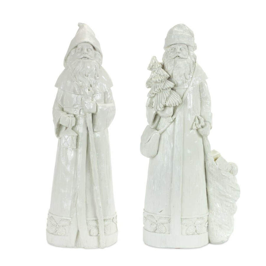 Holidays & Occasions * | Discount 13 White Santa Figurine Set By Melrose