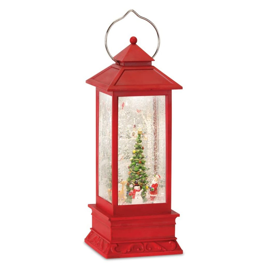 Holidays & Occasions * | Outlet 12.5 Red Santa Scene Snow Globe Lantern By Melrose