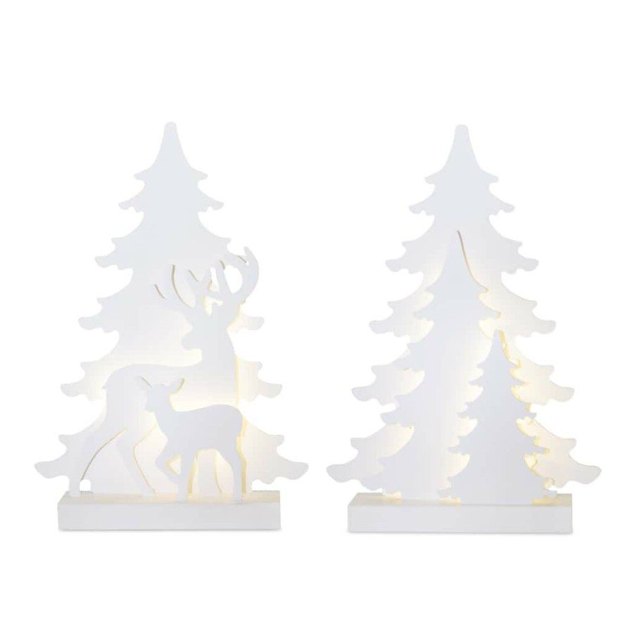 Holidays & Occasions * | Top 10 16 Led White Evergreen Tree Accent Set By Melrose