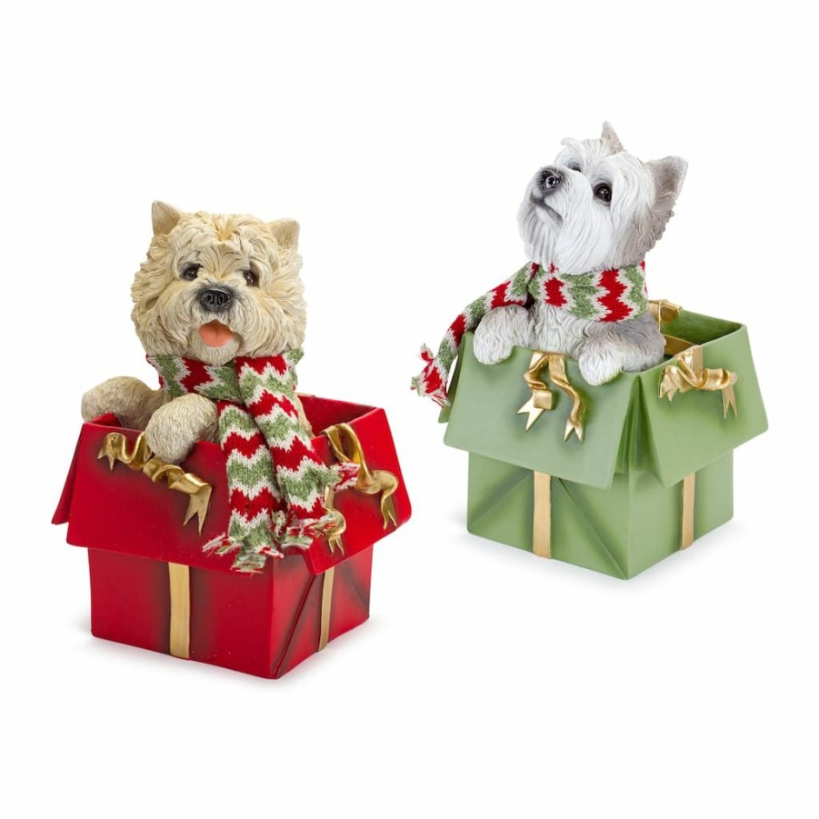 Holidays & Occasions * | Outlet Dog In Present Figurine Set, 11 & 11.5 By Melrose