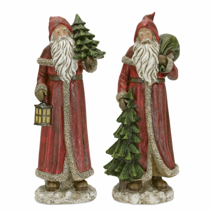 Holidays & Occasions * | Budget 12.75 Red Santa Figurine Set By Melrose