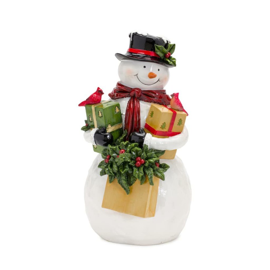 Holidays & Occasions * | Brand New 12 Resin Snowman With Packages Figurine By Melrose