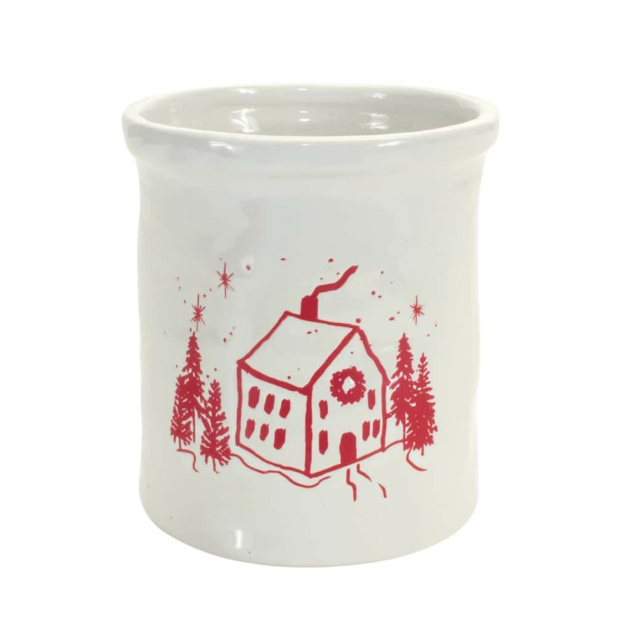 Holidays & Occasions * | Cheapest Crock Containers With House Image Set, 4Ct. By Melrose