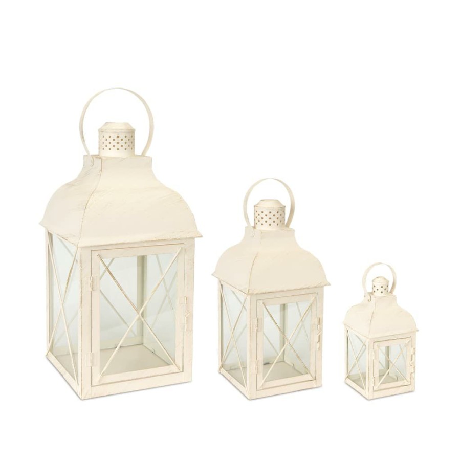 Home & Decor * | Best Reviews Of Metal & Glass Candle Lanterns, 3Ct. By Melrose