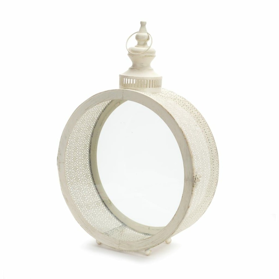 Home & Decor * | Brand New 22" Ivory Metal & Glass Lantern By Melrose