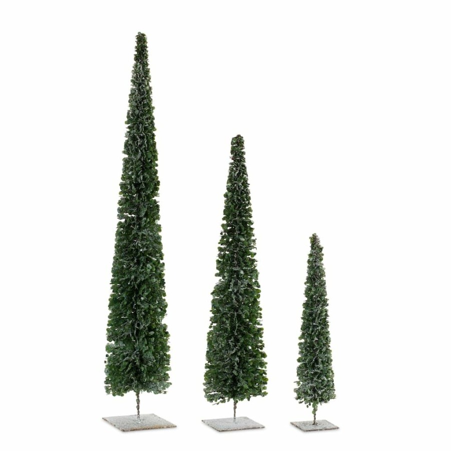 Holidays & Occasions * | New Deep Green Holiday Pine Tree Decor Set, 15.75 , 24 & 31.5 By Melrose