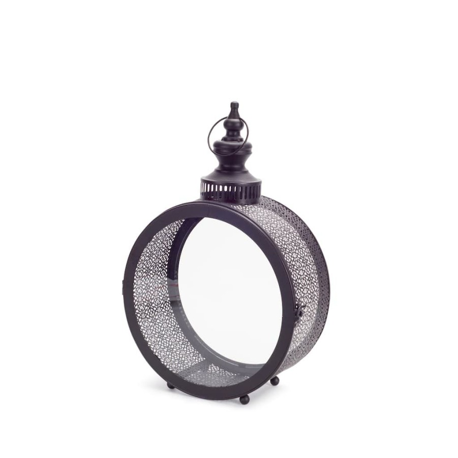 Home & Decor * | Best Deal 17.5" Black Metal & Glass Lantern By Melrose