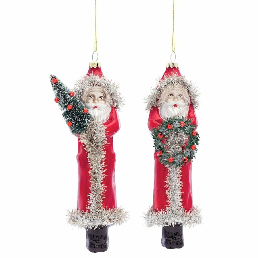 Holidays & Occasions * | Best Deal 6Ct. 8.5 Glass Santa Ornament Set By Melrose