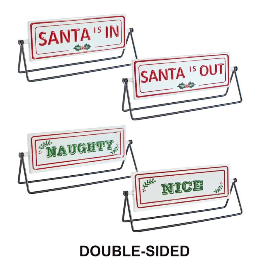 Holidays & Occasions * | Promo Reversible Santa Sign Set By Melrose