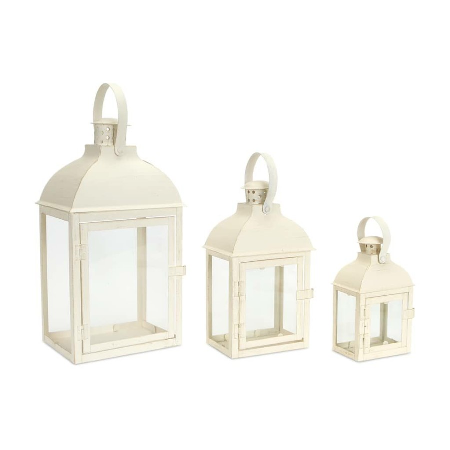 Home & Decor * | Hot Sale Iron And Glass Candle Lanterns, 3Ct. By Melrose